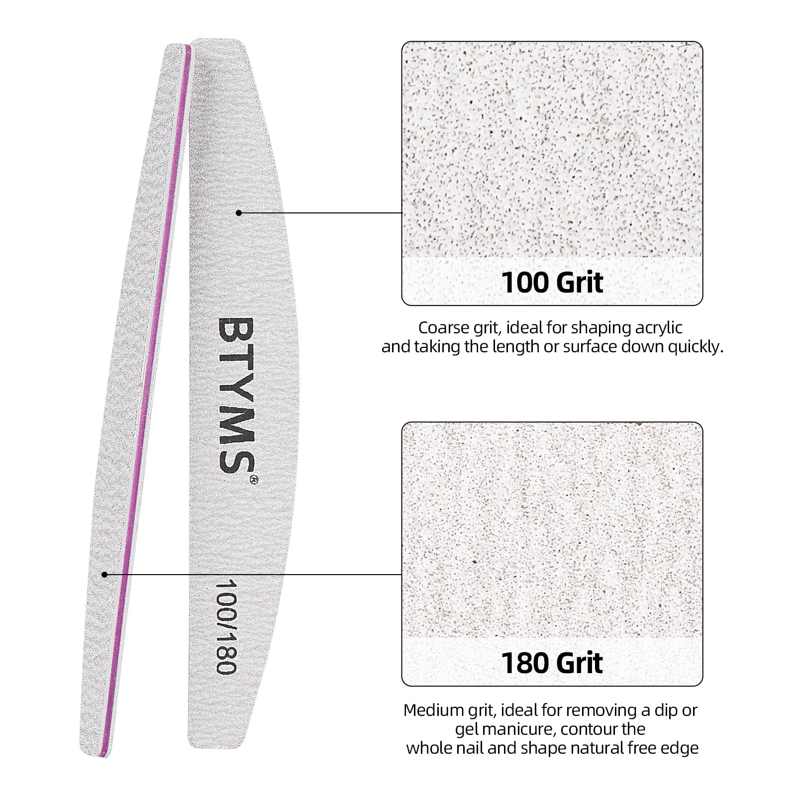 BTYMS 25 Pcs Nail Files 100/180 Grit Double Sided Emery Boards Coarse and Medium Nail File for Acrylic Nails and Natural Nails 🍁 All In One Marketplace Canada