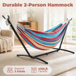 Hammock with Stand, Ohuhu Double Hammock with Space Saving Steel Stand & Pillow 2 Person Hammocks with Portable Carrying Bag for Camping Garden Patio Indoor Use Gift for Birthday, Tropical 🍁 All In One Marketplace Canada