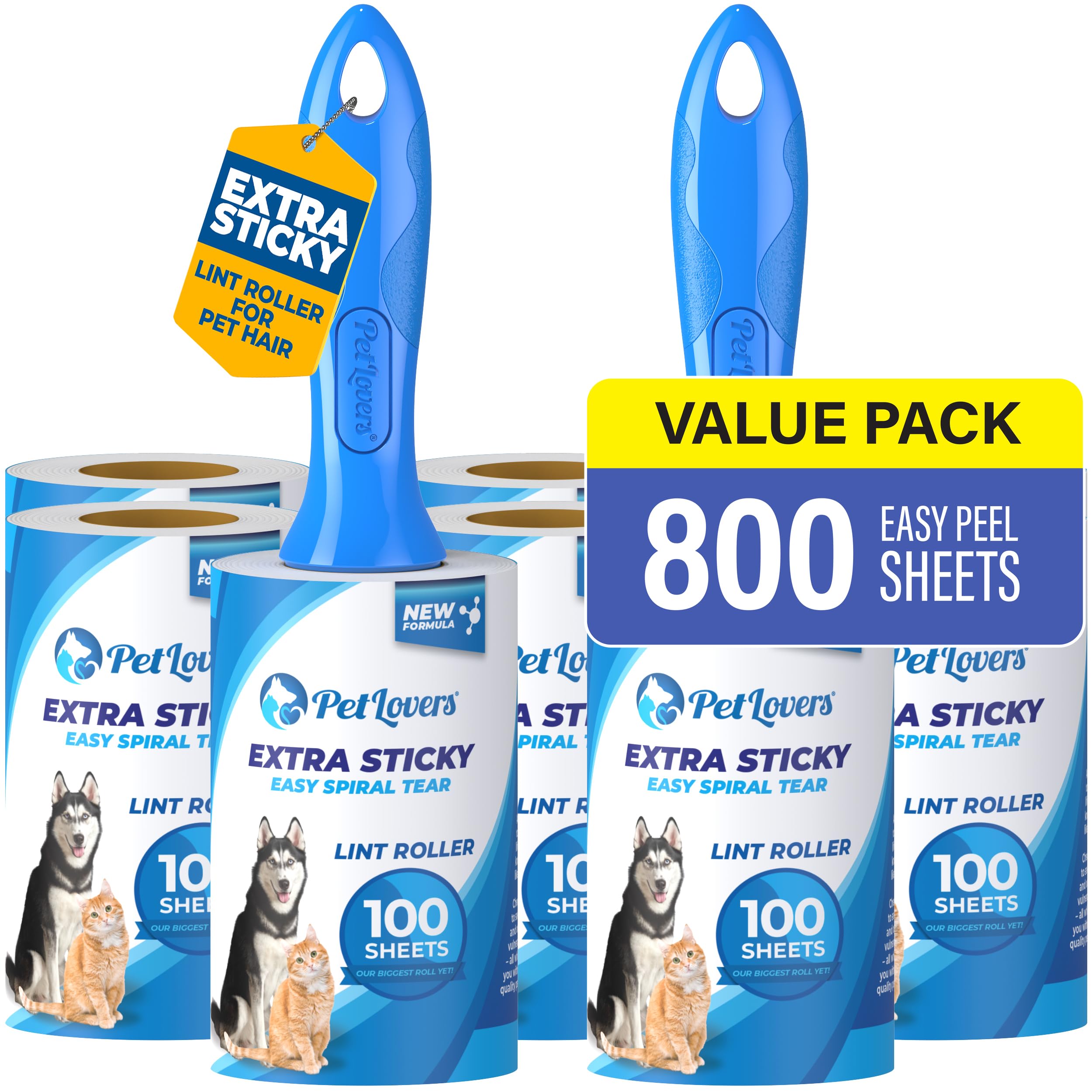 PetLovers Extra Sticky Lint Roller Ultimate Value Set 800 Sheets for Pet Hair Removal, Dog and Cat Lint Remover 8 Pack 🍁 All In One Marketplace Canada