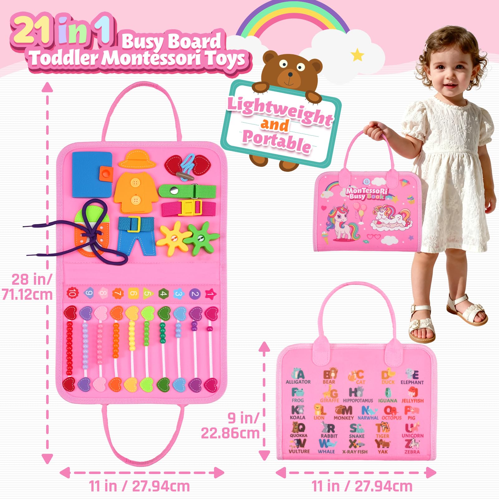 ZOOI Toddler Toys Busy Board - Montessori Toys for 1-5 Year Old Boy Girl Birthday Gifts for Kids, Sensory Toys Baby Essentials, Busy Book for Toddlers 1-5 Year Old, Airplane Activities Toys Gifts 🍁 All In One Marketplace Canada