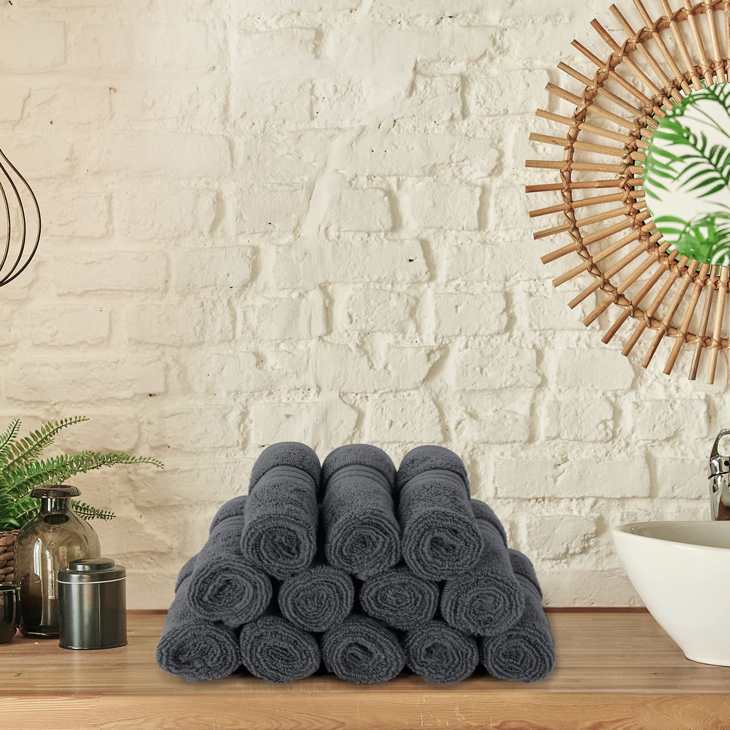 Utopia Towels 12 Pack Premium Wash Cloths Set, 12 by 12 Inches, 100% Cotton Ring Spun, Highly Absorbent and Soft Feel Washcloths for Bathroom, Spa, Gym, and Face, Grey 🍁 All In One Marketplace Canada