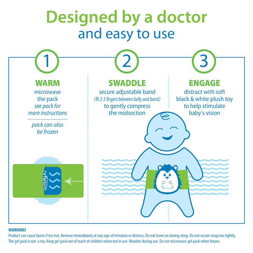 Dr. Brown's Infant Gripebelt Heated Belly Band, Soothe Baby's Tummy with Gentle Warmth and Compression, Hedgehog, 0m+ 🍁 All In One Marketplace Canada
