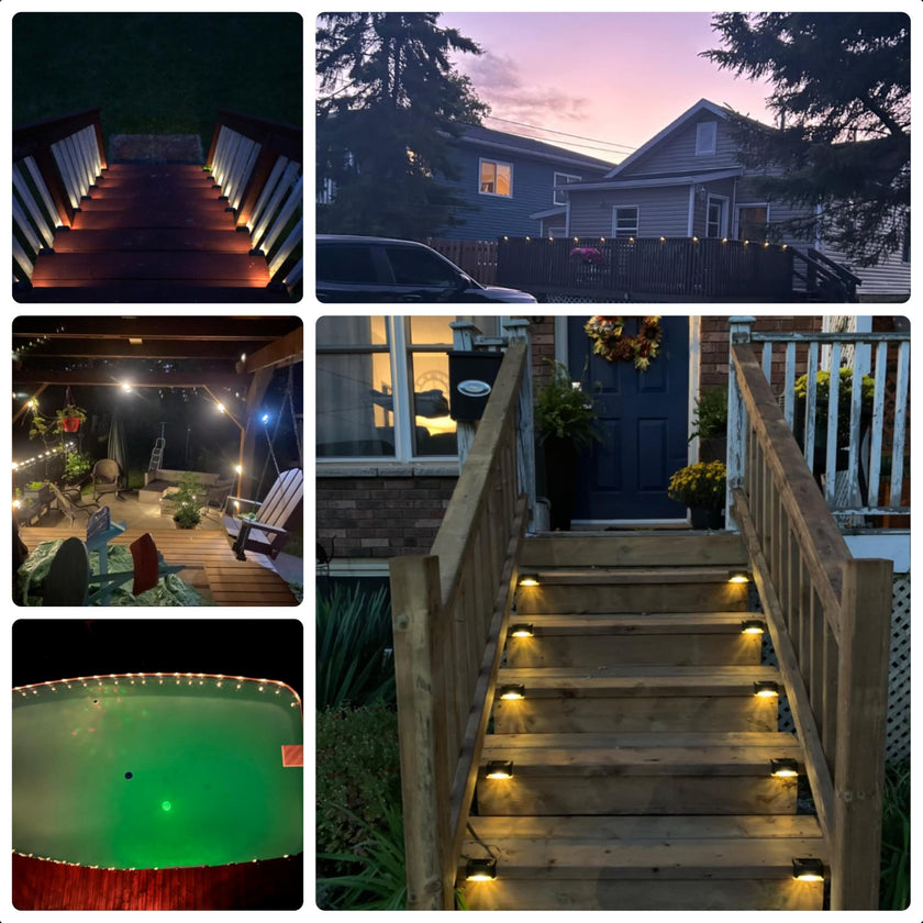 Solar Deck Lights Outdoor 16 Pack, JACKYLED Solar Step Lights Outdoor Waterproof LED Solar Powered Stair Lights for Patio Deck Porch Step Fence Railing Wall Garden Pool Yard 🍁 All In One Marketplace Canada