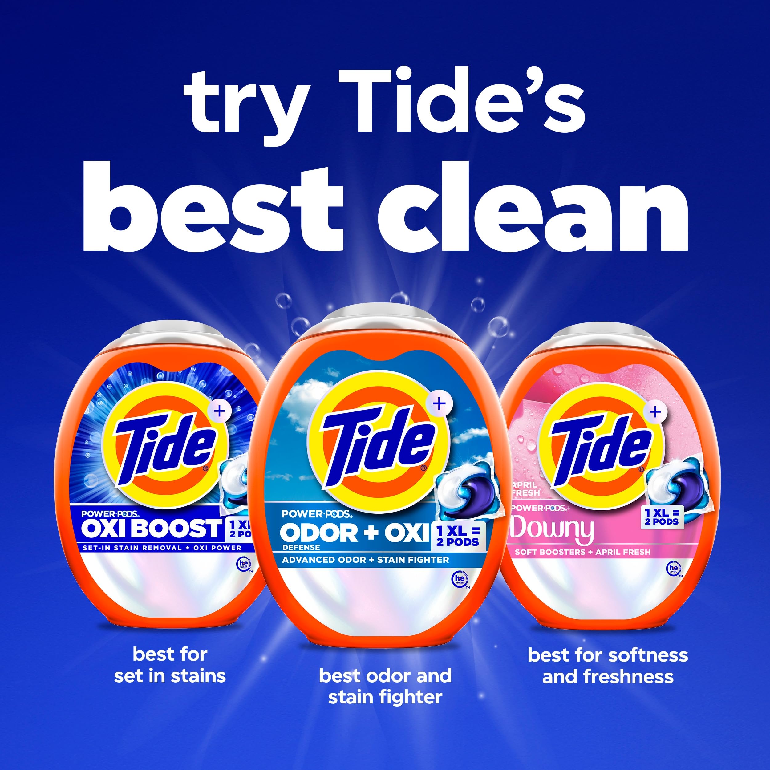 Tide Odour + Oxi Laundry Detergent Pacs, Original Scent, Advanced Odour + Stain Fighter, laudry soap washing detergent pacs, 63 Count 🍁 All In One Marketplace Canada