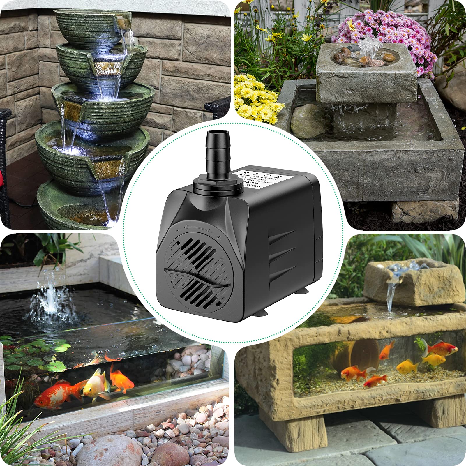 Pawfly 400 GPH Submersible Water Pump 25W 7ft. High Lift Quiet Pump with 6ft Power Cord for Fountain Aquarium Fish Tank 🍁 All In One Marketplace Canada