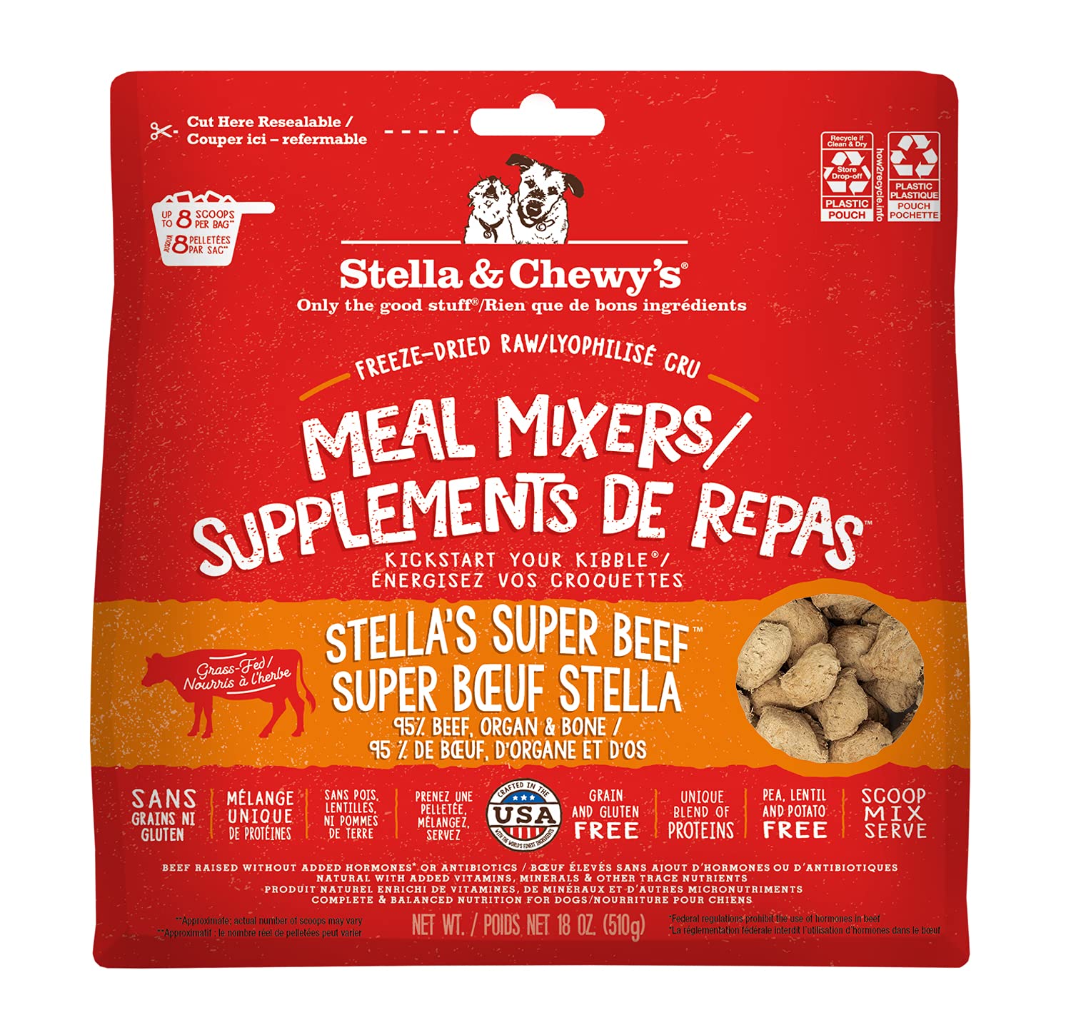 Stella & Chewy’s Freeze Dried Raw Super Beef Meal Mixer – Dog Food Topper for Small & Large Breeds – Grain Free, Protein Rich Recipe – 510g Bag 🍁 All In One Marketplace Canada
