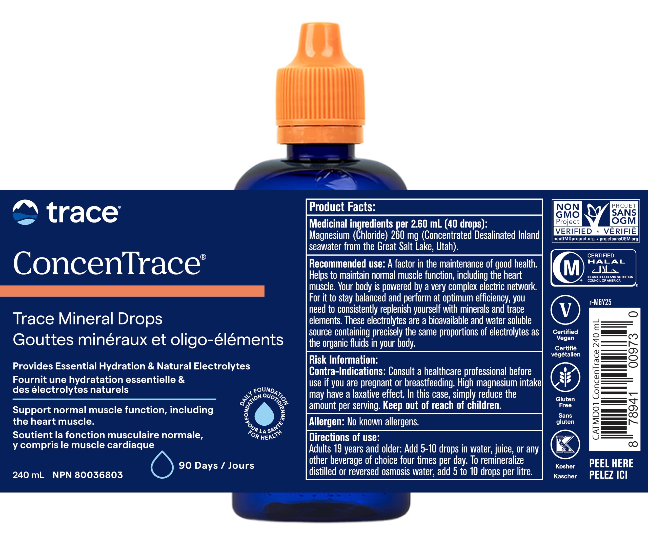 Trace Minerals ConcenTrace Drops - 240 ml, 96 Day Supply, Unflavored - Full Spectrum Minerals - Ionic Liquid Magnesium, Chloride & Potassium Electrolytes - Low Sodium Hydration 🍁 All In One Marketplace Canada