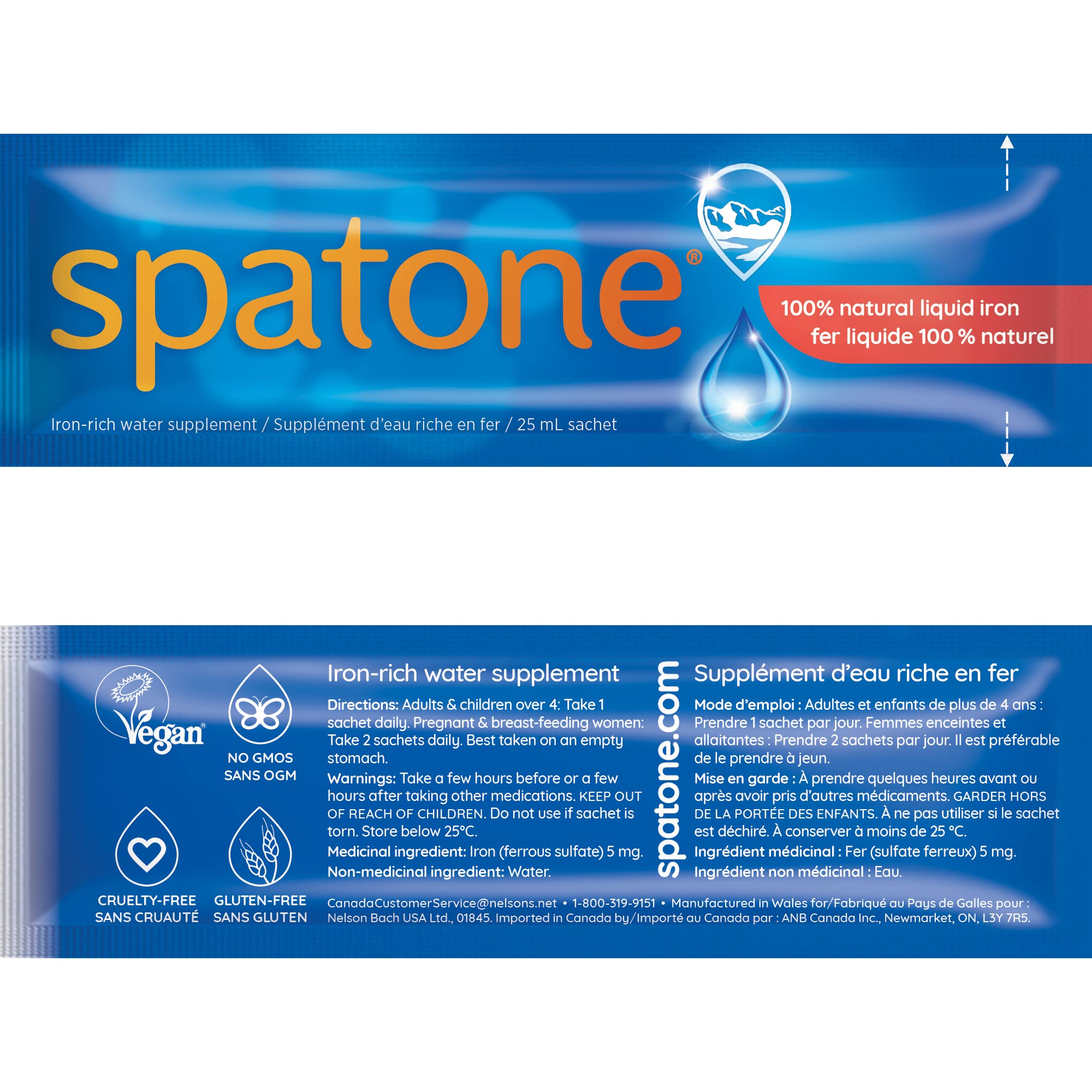Spatone 100% Natural Liquid Iron Supplement, Original Flavour, Vegan, Reduces Tiredness & Fatigue, 28 Sachets x 25 mL, 700.0 ml (Pack of 1) 🍁 All In One Marketplace Canada