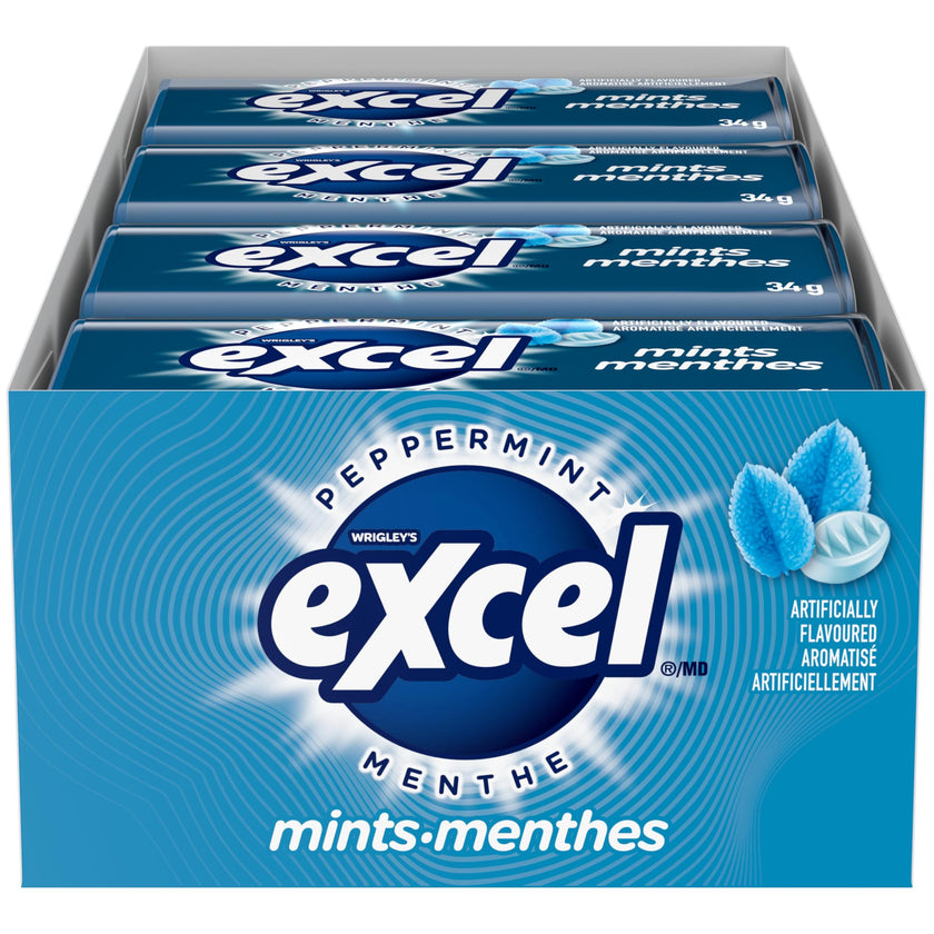 EXCEL, Peppermint Flavoured Mints, 34g, Tin, 8 Packs 🍁 All In One Marketplace Canada