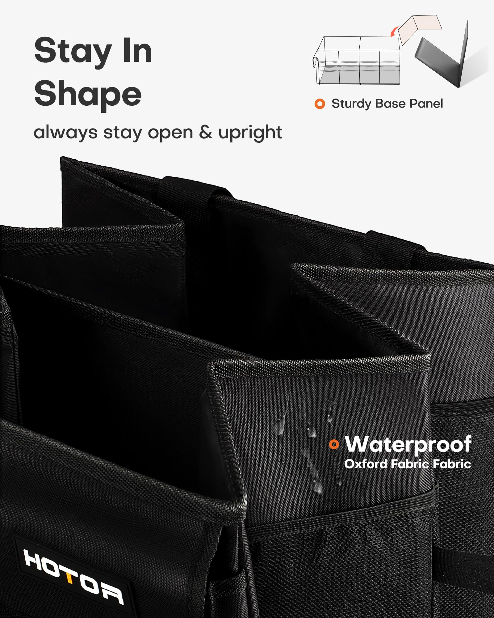 HOTOR Trunk Organizer - Car Organizer, Foldable Trunk organizer for SUVs & Sedans, Car Accessories, Tools, Sundries, 2 Compartments, Black 🍁 All In One Marketplace Canada