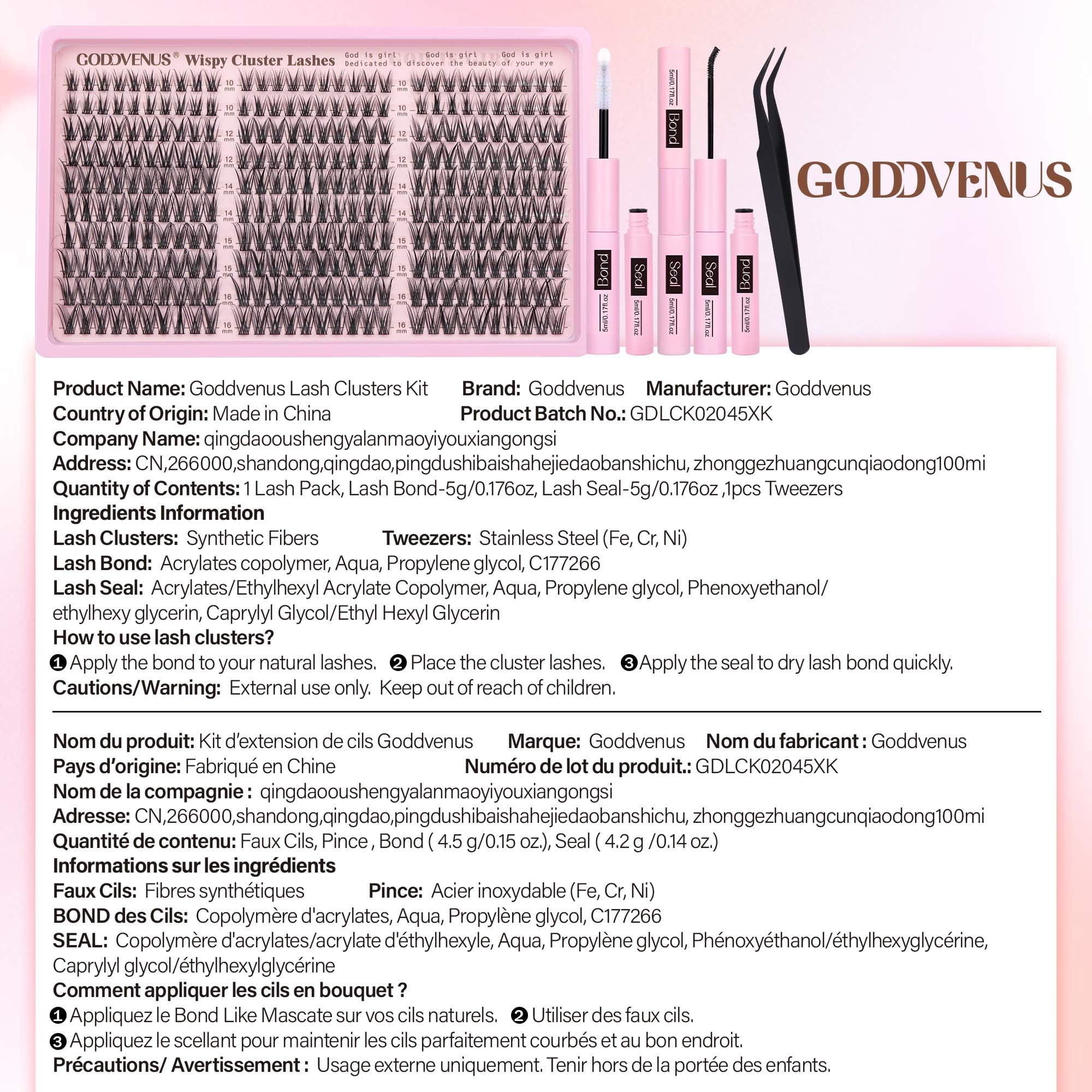 Goddvenus Cluster Lashes Kit Wispy Natural 300pcs Eyelashes Clusters 10-16mm DIY Eyelash Extensions Kit C Curl Individual Lashes for DIY Lash Extension 🍁 All In One Marketplace Canada