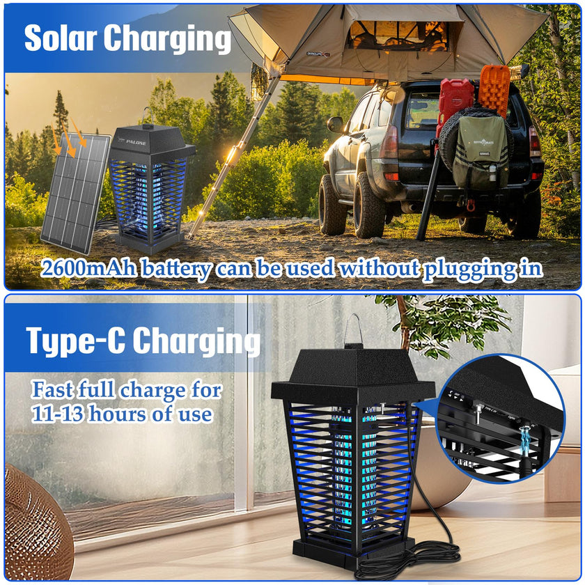 PALONE Bug Zapper with 4500V, USB-C and Solar Panel Dual Charging, Waterproof Bug Zapper with 7.5W Solar Charging Panel, Suitable for Camping Outdoor 🍁 All In One Marketplace Canada