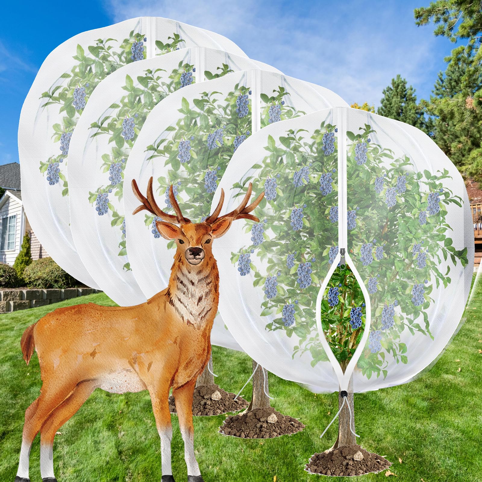 4Pack Garden Fruit Tree Netting for Cicadas with Zipper 150 x 120cm Garden Bird Mesh Netting for Blueberry Bushes with Drawstring,Insect Plant Protection Mesh Net Bags for Tomato,Cicada,Animals 🍁 All In One Marketplace Canada