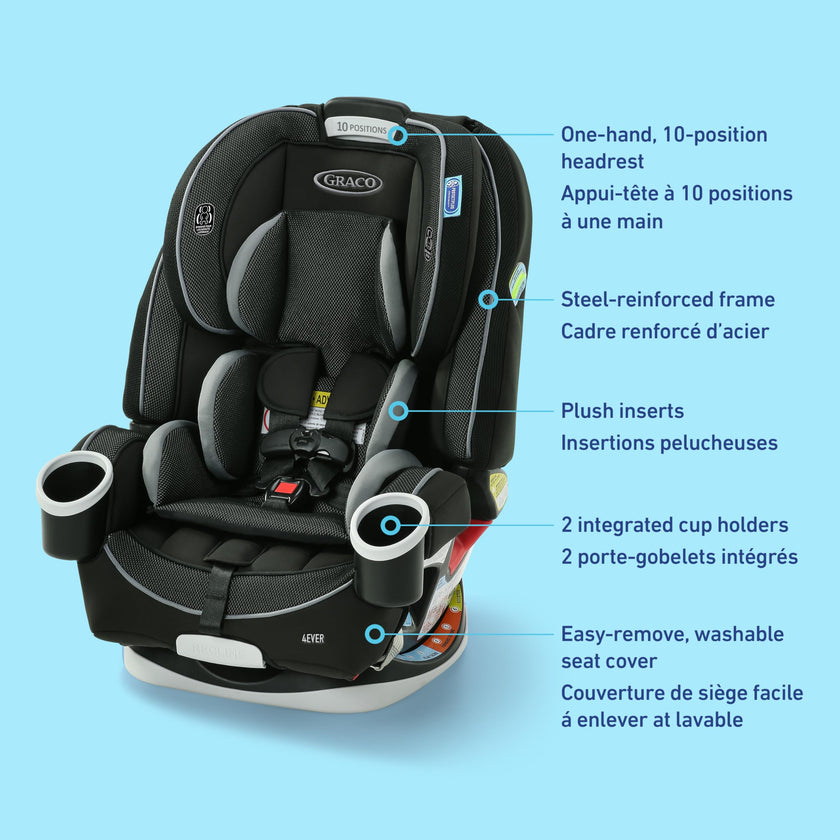 Graco 4Ever All-in-One Convertible Car Seat, 4-in-1 Baby to Big Kid Car Seat from 1.8-54 kg (4-120 lb), ProtectPlus Engineered, Raegen 🍁 All In One Marketplace Canada
