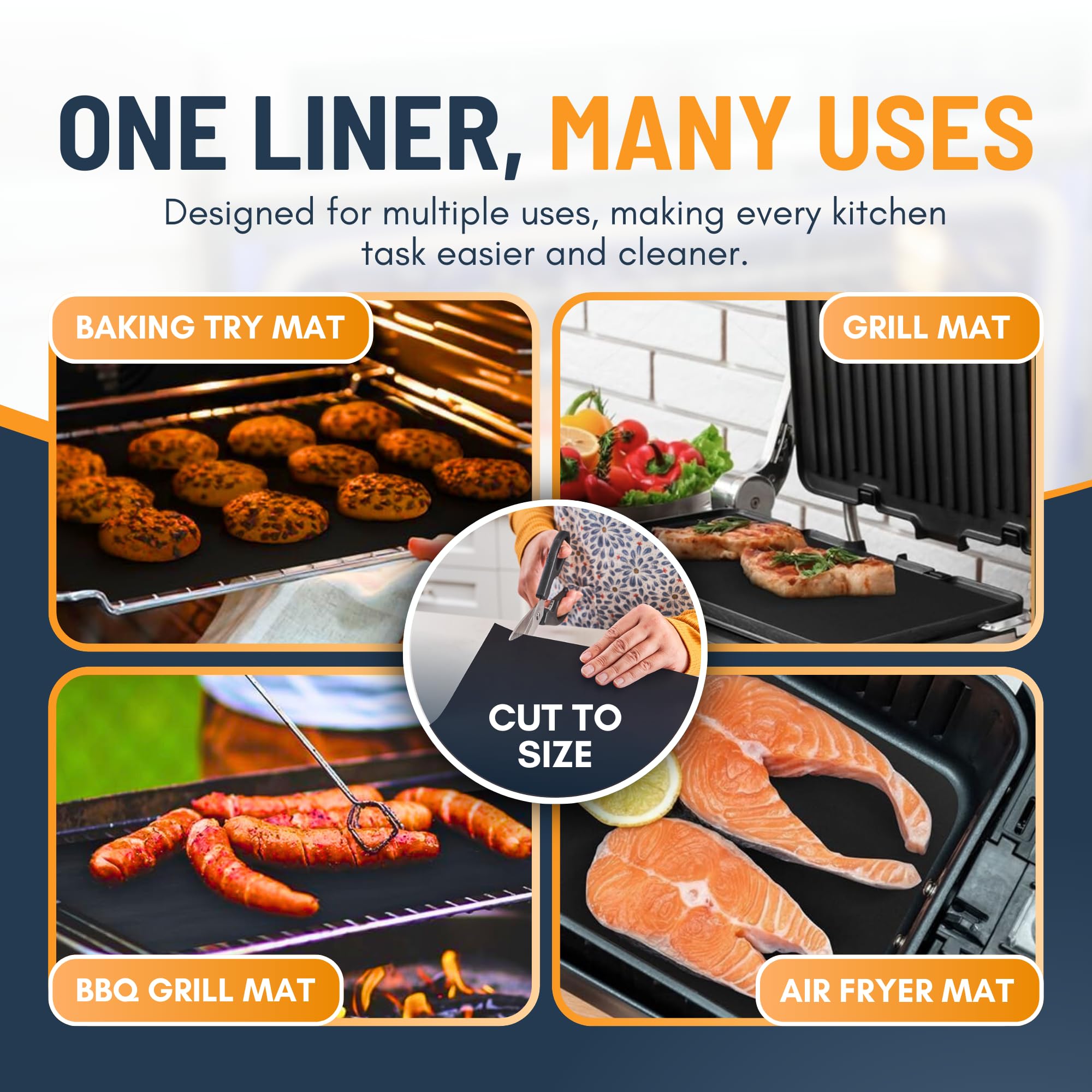 Oven Liners for Bottom of Oven - 2 Pack Large Heavy Duty Mats, 17”x25” Non-Stick Reusable Liner for Electric, Gas, Toasters, Grills - BPA & PFOA Free Kitchen Accessory to Keep It Clean (Black) 🍁 All In One Marketplace Canada
