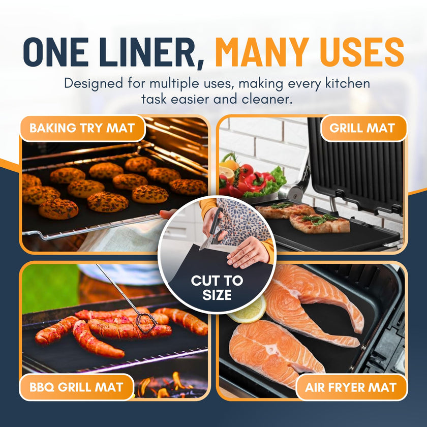 Oven Liners for Bottom of Oven - 2 Pack Large Heavy Duty Mats, 17”x25” Non-Stick Reusable Liner for Electric, Gas, Toasters, Grills - BPA & PFOA Free Kitchen Accessory to Keep It Clean (Black) 🍁 All In One Marketplace Canada