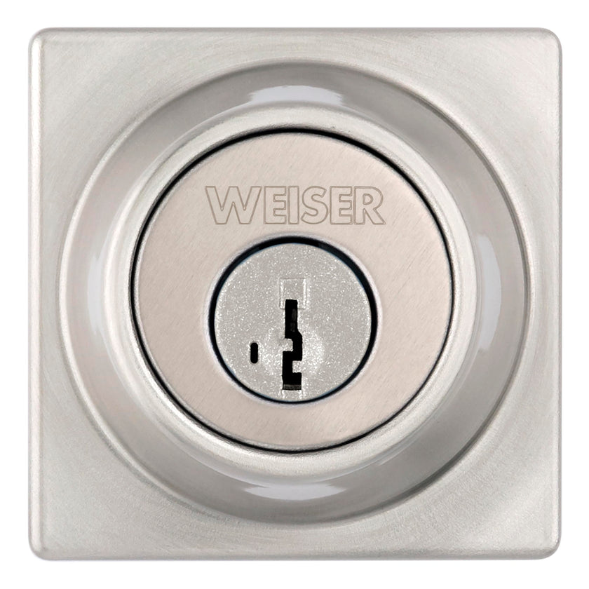 Weiser Elements Satin Nickel Square Deadbolt Lock, ANSI/BHMA Grade 3 Certified Front Door Lock, Kick Proof, Bump Proof & Anti-theft Exterior Door Lock with Key, Traditional Door Locks for Entry Door 🍁 All In One Marketplace Canada