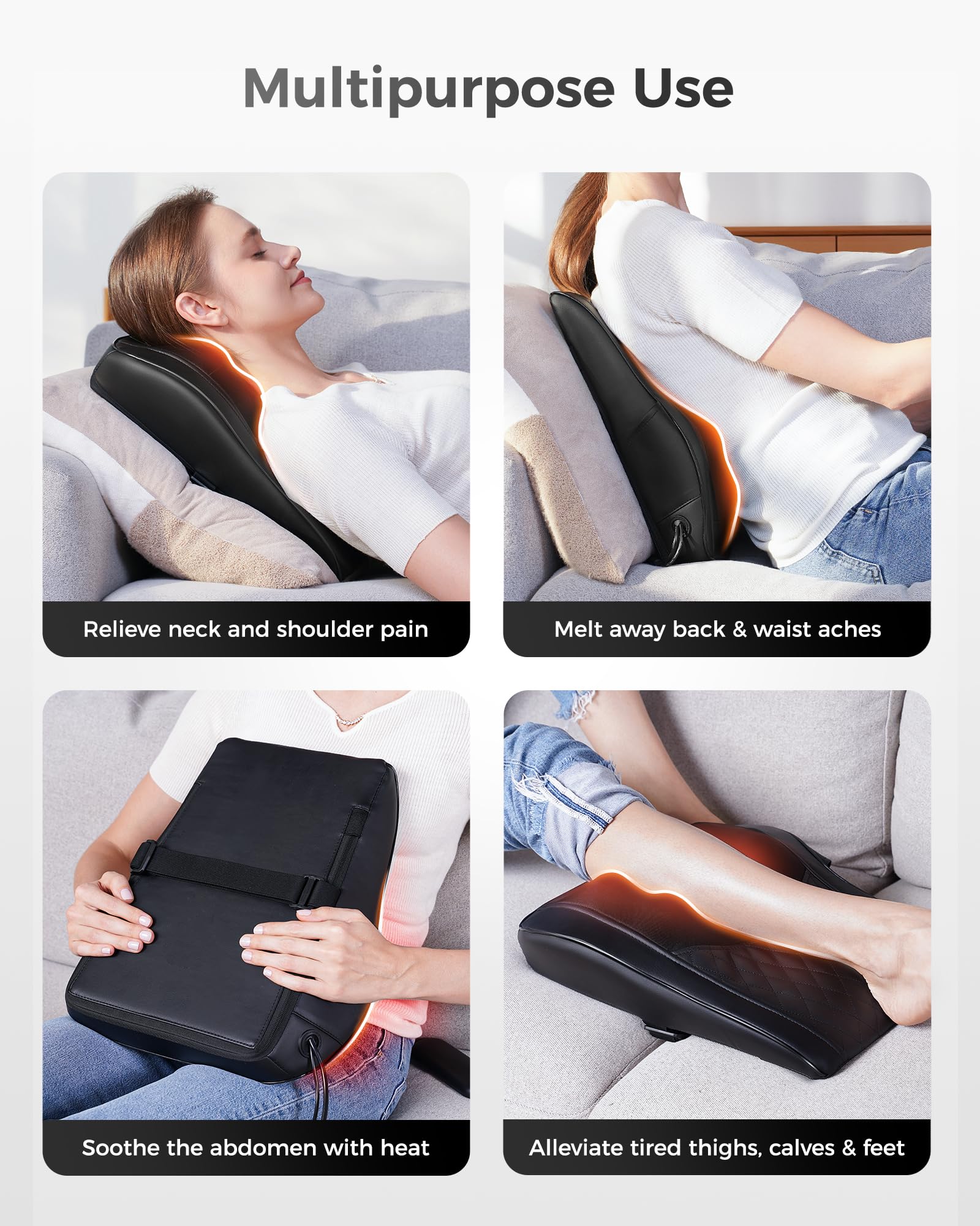 Boriwat Back Massager Neck Massager with Heat, Shiatsu Massage Pillow for Pain Relief, Massagers for Neck and Back, Shoulder, Leg, Gifts for Men Women Mom Dad, Stress Relax at Home Office and Car 🍁 All In One Marketplace Canada