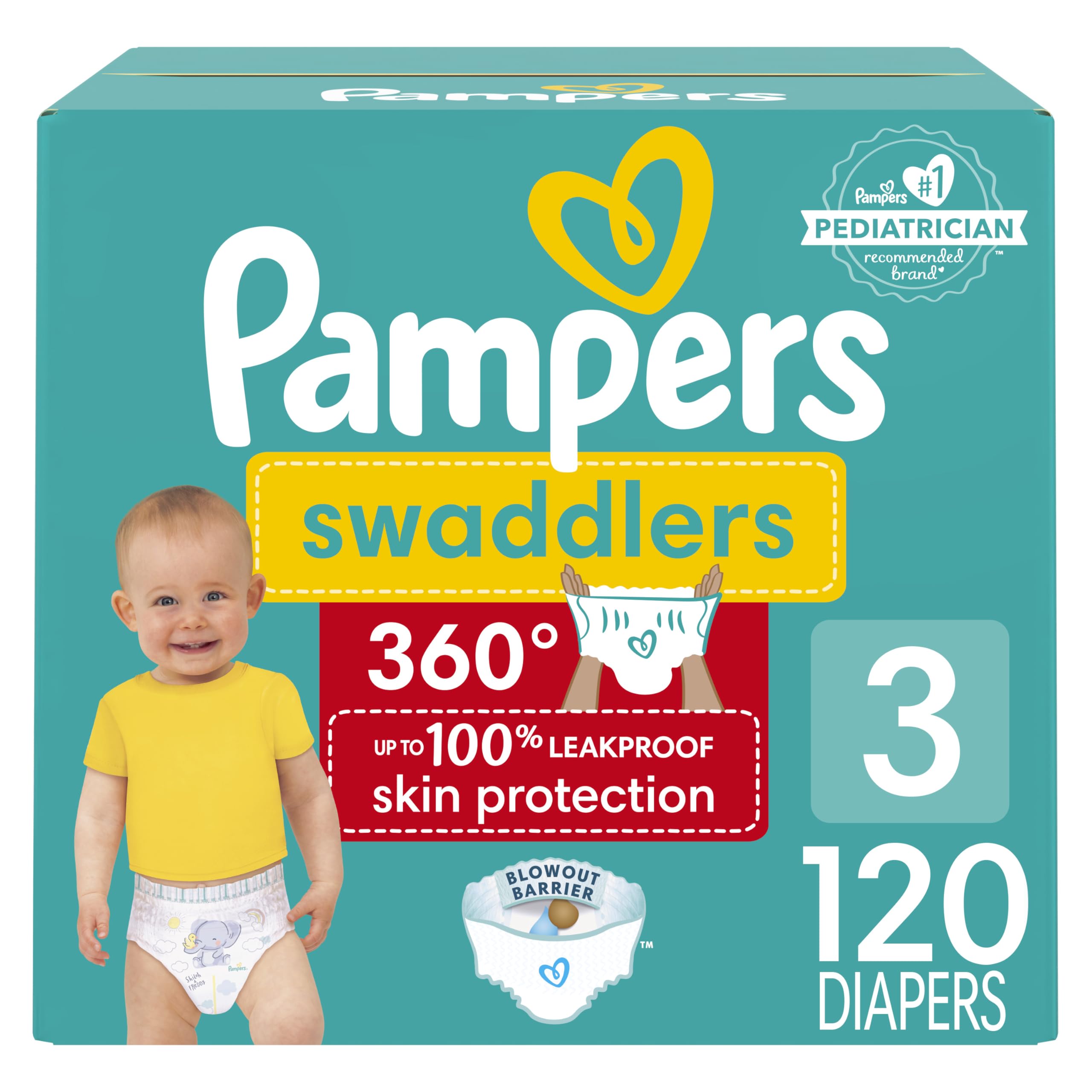 Pampers Swaddlers 360 Pull-On Diapers, Size 3, 120 Count for up to 100% Leakproof Skin Protection and Easy Changes 🍁 All In One Marketplace Canada