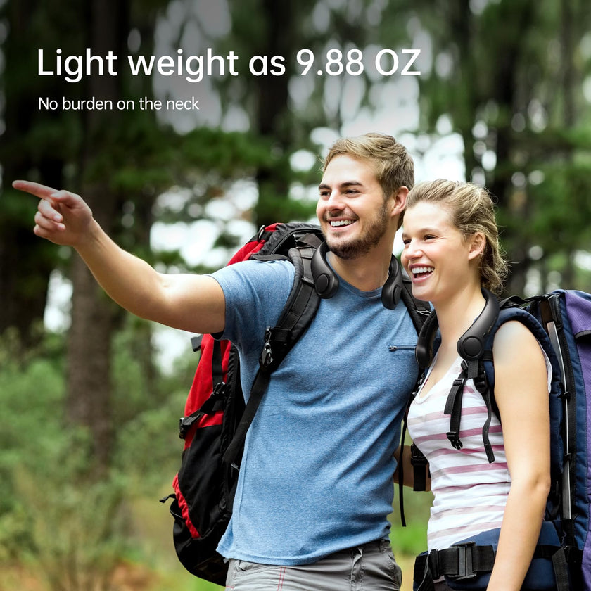 JISULIFE Portable Neck Fan Upgraded, Neckbrace Personal Hands Free, 5 Speed Gears Adjustment, 5000 mAh Wearable Bladeless Quiet Rechargeable for Outdoor Indoor, Gifts for Women Men- Black 🍁 All In One Marketplace Canada