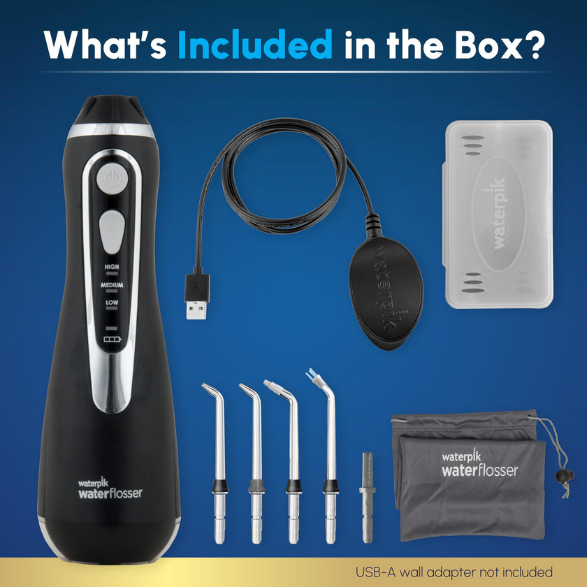 Waterpik Cordless Advanced 2.0 Water Flosser for Teeth, Gums, Braces, Dental Care with Travel Bag & 4 Tips, CDA Validated, Waterproof Rechargeable Handheld, Black (1 Count) Packaging May Vary 🍁 All In One Marketplace Canada