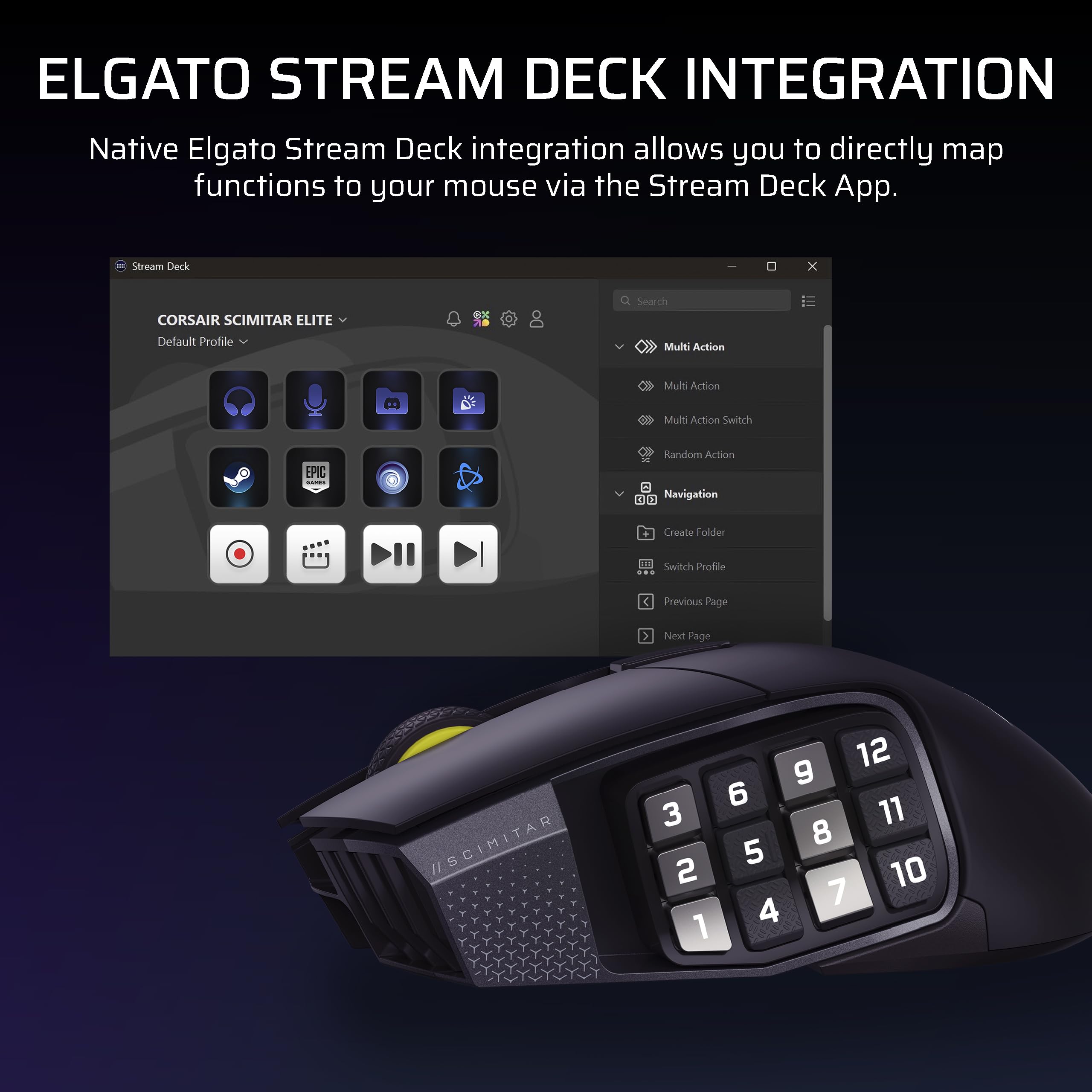 CORSAIR Scimitar Elite Wireless SE MMO PC Gaming Mouse – 33,000 DPI, 16 Programmable Buttons, Key Slider, Elgato Virtual Stream Deck, 1,000Hz Polling, Up to 150-Hour Battery – Gunmetal 🍁 All In One Marketplace Canada