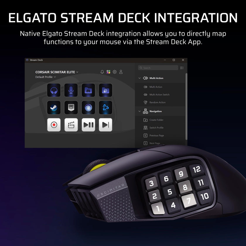 CORSAIR Scimitar Elite Wireless SE MMO PC Gaming Mouse – 33,000 DPI, 16 Programmable Buttons, Key Slider, Elgato Virtual Stream Deck, 1,000Hz Polling, Up to 150-Hour Battery – Gunmetal 🍁 All In One Marketplace Canada