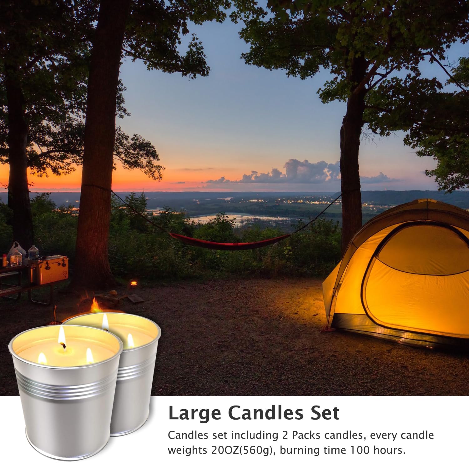 Topsics 40 OZ Citronella Candles Outdoor Indoor 2 x 20 oz, Large Citronella Candles Outdoor for Patio/Home/Garden, 3 Wicks Citronella Candles 100% Natural Soy Wax Candles(2 Pack) 🍁 All In One Marketplace Canada
