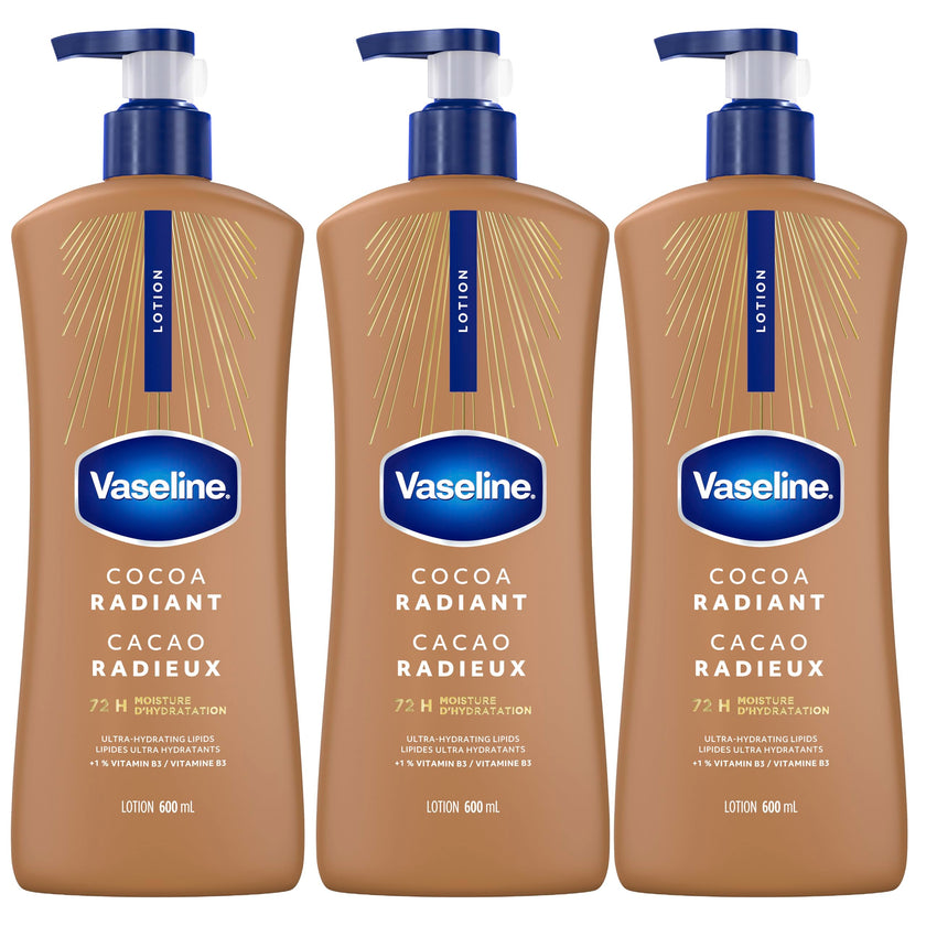 Vaseline Cocoa Radiant Lotion Ultra-Hydrating 72H Moisture, 600mL, 3-Pack 🍁 All In One Marketplace Canada