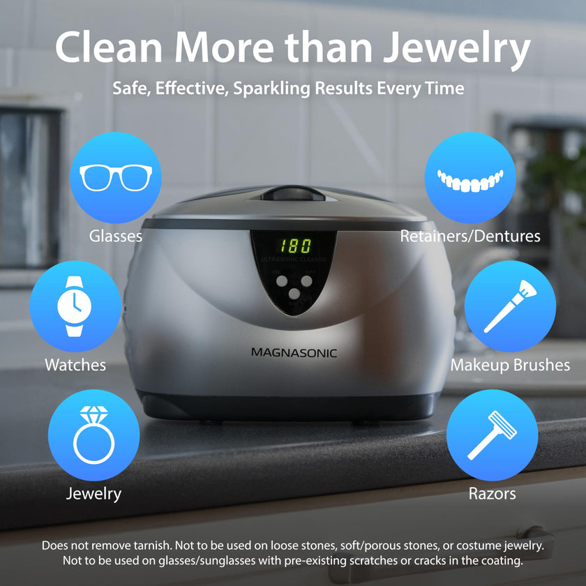 Magnasonic Ultrasonic Cleaner - 20oz Stainless Steel Tank, Digital Timer, 5 Cleaning Modes, Ultrasonic Jewelry Cleaner for All Jewelry, Eyeglasses, Watches, Dentures, Retainers & More 🍁 All In One Marketplace Canada