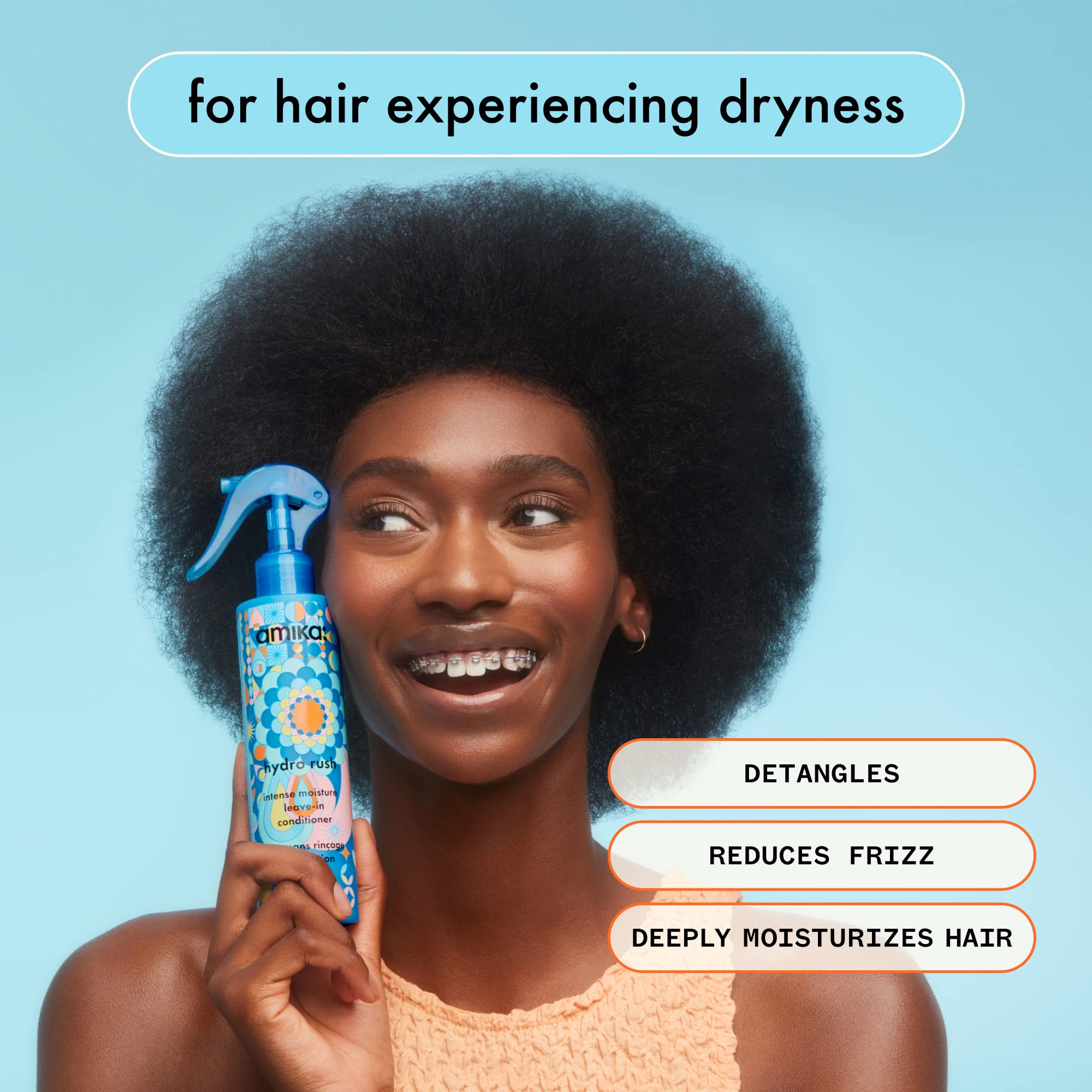 Hydro Rush Intense Moisture Leave-In Conditioner with Hyaluronic Acid | amika 🍁 All In One Marketplace Canada