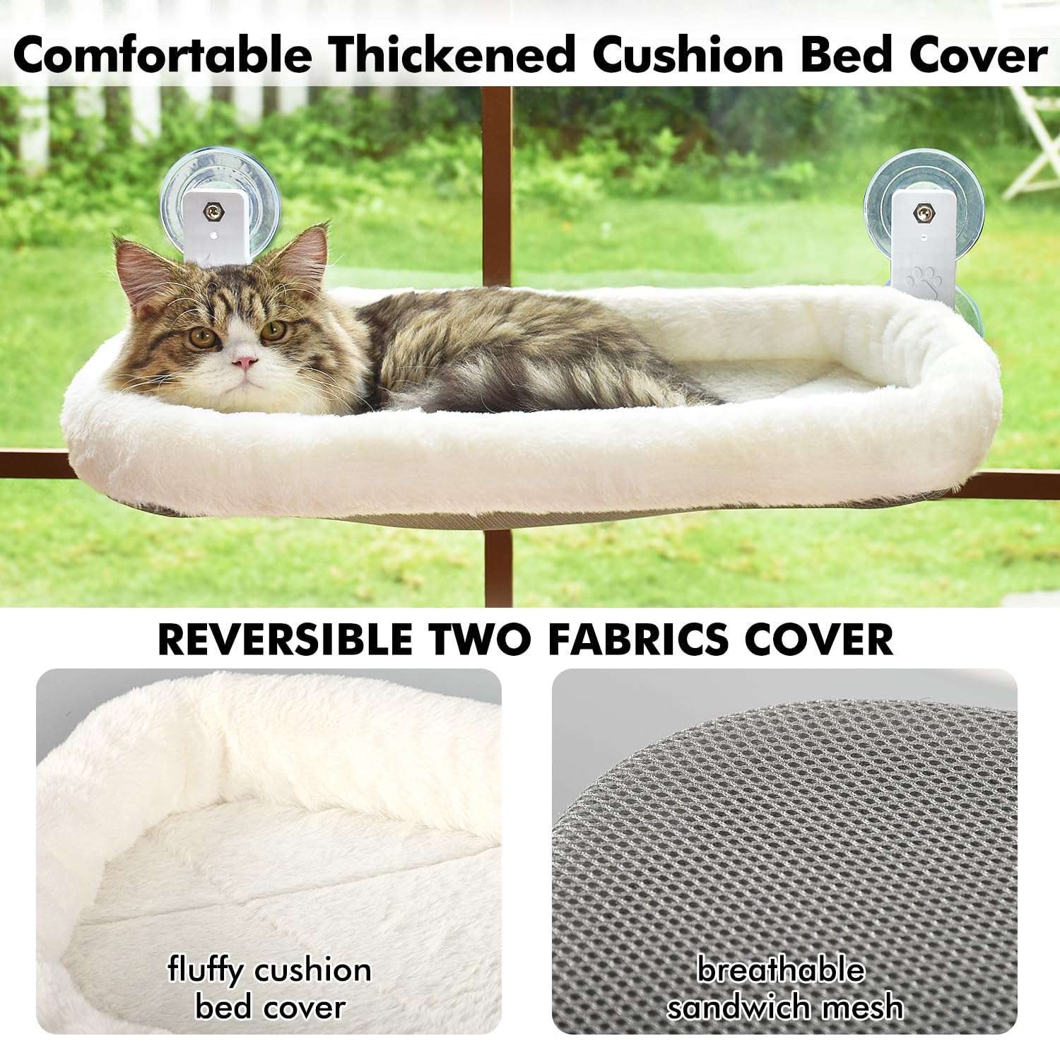 AMOSIJOY Cordless Cat Window Perch, Cat Hammock for Window with 4 Strong Suction Cups, Solid Metal Frame and Soft Cover, Foldable Cat Beds for Indoor Cats… 🍁 All In One Marketplace Canada