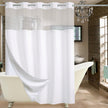 Conbo Mio Hotel Style Fabric Shower Curtain with Snap in Liner for Bathroom Machine Washable Waterproof Repellent Shower Curtain (Check-White, 71