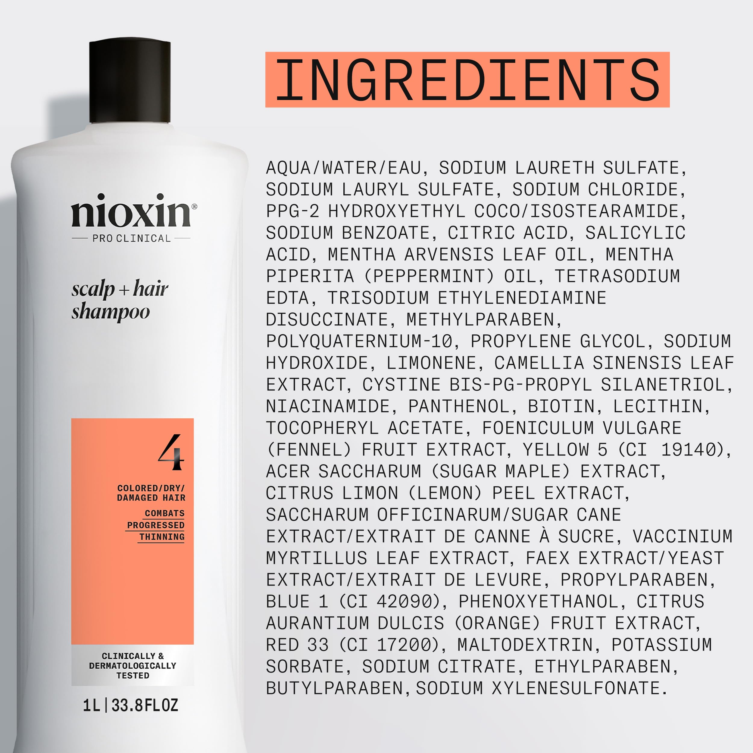 Nioxin System 4 Scalp + Hair Shampoo - Hair Thickening Shampoo For Damaged Hair with Progressed Thinning, 33.8 fl oz (Packaging May Vary) 🍁 All In One Marketplace Canada