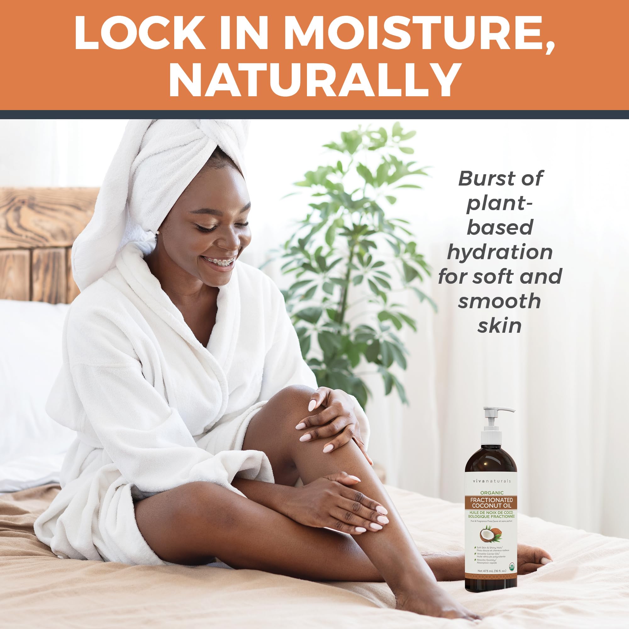 Viva Naturals Organic Fractionated Coconut Oil – Pure Massage Oils for Massage Therapy, Coconut Oil for Skin & Hair, Lightweight Carrier Oil for Essential Oils, 16 fl oz 🍁 All In One Marketplace Canada