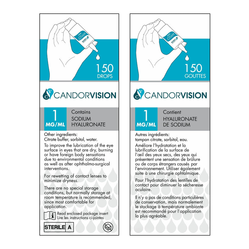 CandorVision HYLO® mini Preservative-Free Lubricating Eye Drops (150 Drops, 5ml), Immediate Long-lasting Dry Eye Relief, High Quality Sodium Hyaluronate, 6-Month Sterility, Contact Lens Compatible 🍁 All In One Marketplace Canada