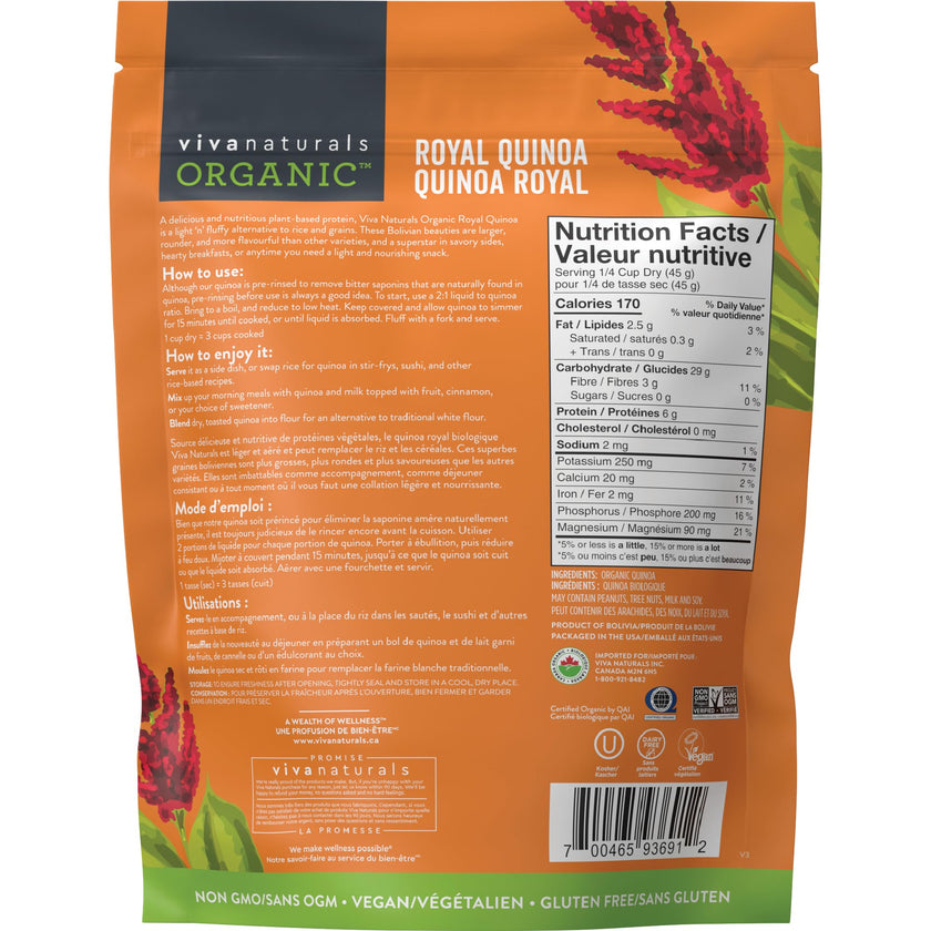 Viva Naturals Organic Quinoa (4 lb) – Quinoa Organic, Non-GMO & Pre-Washed Whole Grain | Gluten-Free Vegan Plant Protein, Source of Fibre & Iron, Puffed Rice & Pasta Substitute 🍁 All In One Marketplace Canada