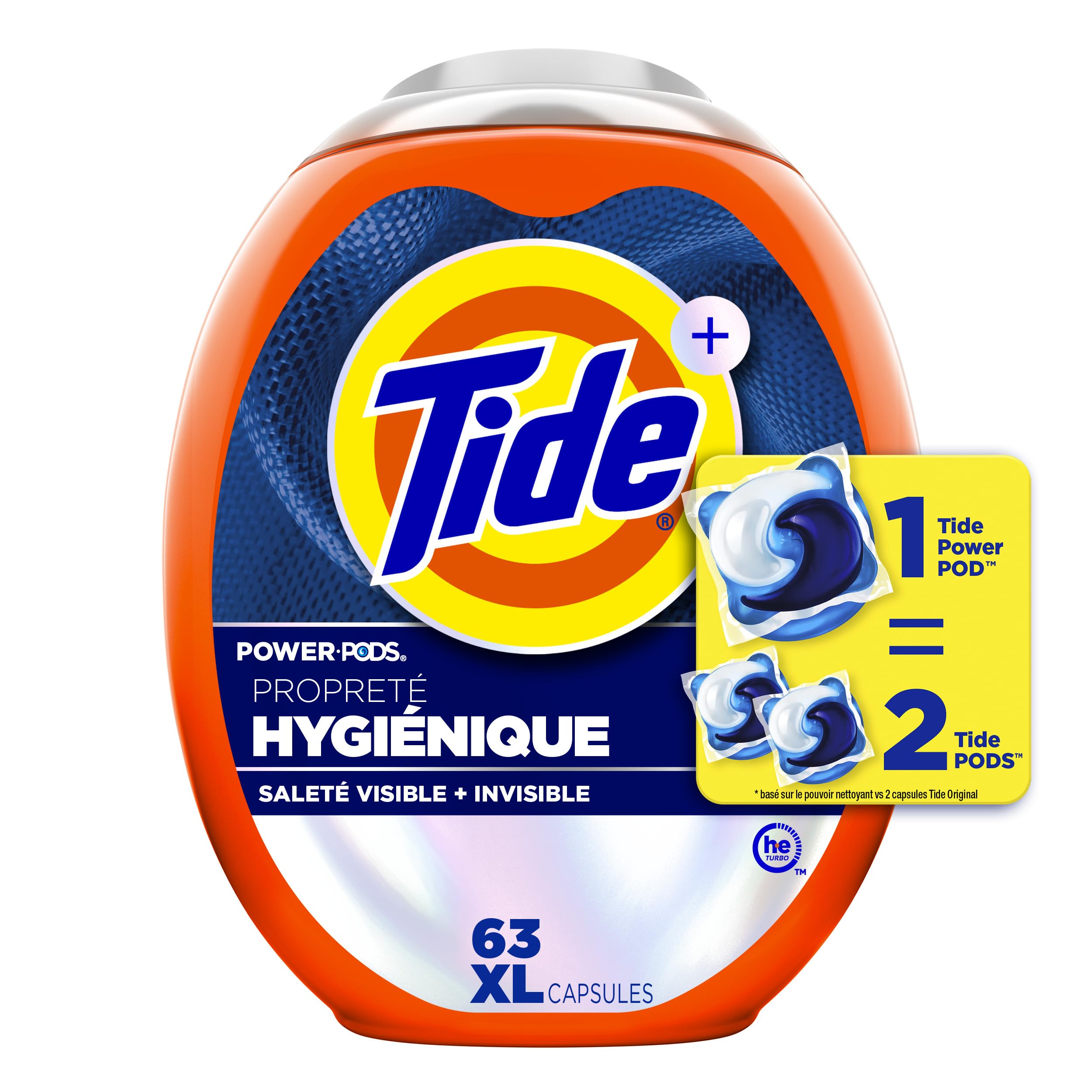 Tide Hygienic Clean Power PODS Laundry Detergent Pacs, Original Scent, 63 Count, Removes Visible and Invisible Dirt, laundry soap detergent pacs 🍁 All In One Marketplace Canada