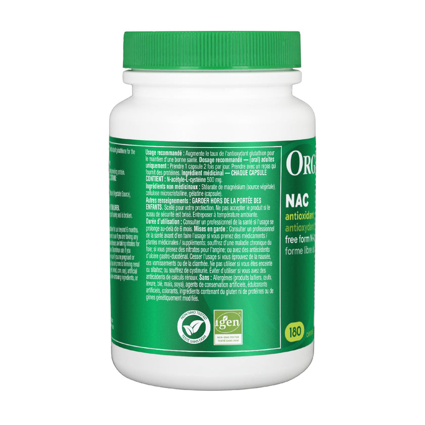 Organika Canadian-Made NAC (N-Acetyl-L-Cysteine) 500mg- Supports Antioxidant Glutathione Levels, Immune System Support, Liver and Detox Support- 180caps 🍁 All In One Marketplace Canada
