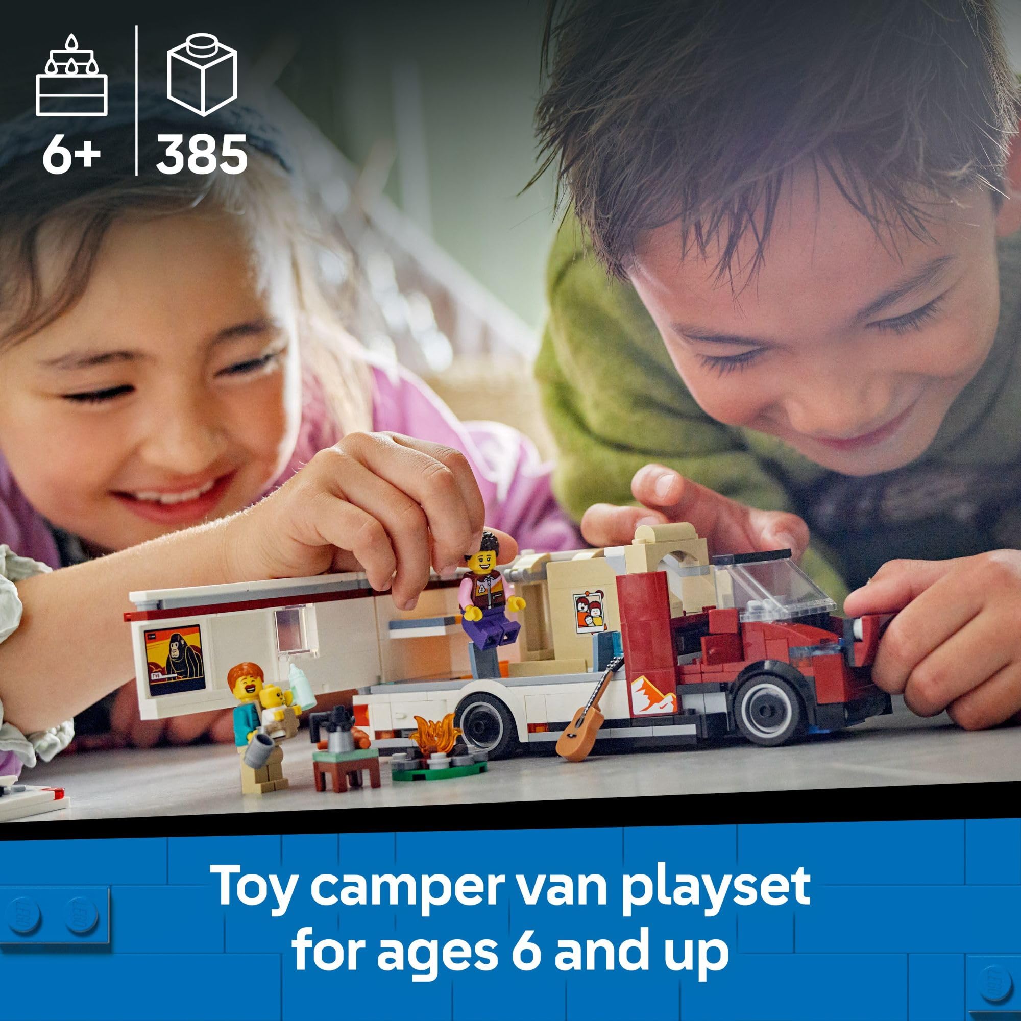 LEGO City Holiday Adventure Camper Van Building Toy Set - Vacation Toy for Kids, Boys and Girls, Ages 6+ - Includes 3 Minifigures and Accessories - Gift Idea for Birthdays and Holidays - 60454 🍁 All In One Marketplace Canada