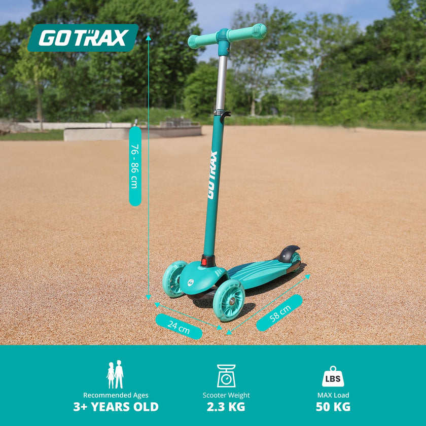 Gotrax KS1 Kids Kick Scooter, LED Lighted Wheels and 3 Adjustable Height Handlebars, Lean-to-Steer & Widen Anti-Slip Deck, 3 Wheel Scooter for Boys & Girls Ages 3+ and up to 100 Lbs (Green) 🍁 All In One Marketplace Canada