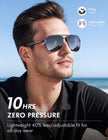 LUENX Aviator Sunglasses for Men Square Polarized Polygon Black Lens Matte Black Frame - UV 400 Protection with Accessories Driving 🍁 All In One Marketplace Canada