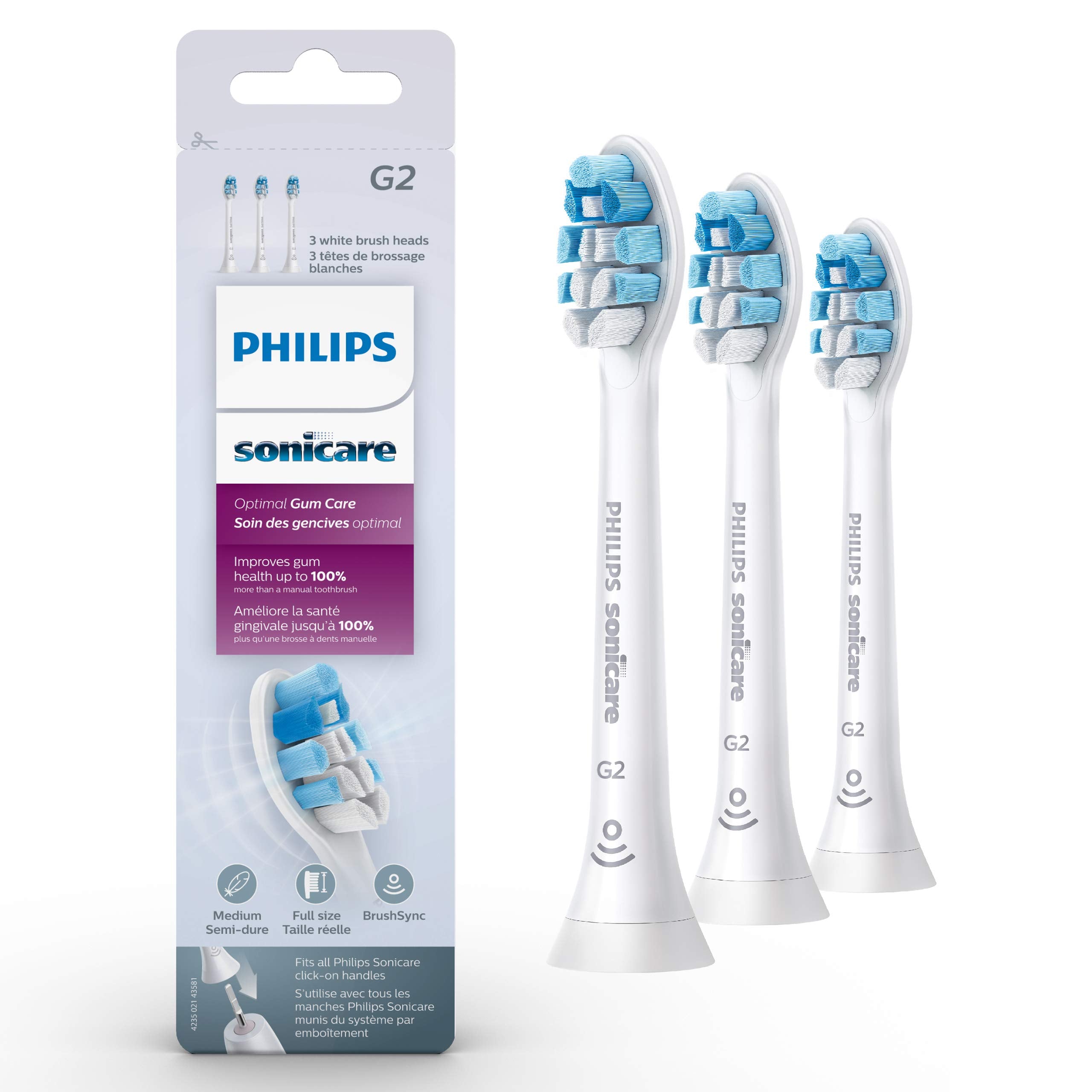 Philips Sonicare Optimal Gum Care Replacement Brush Heads, White, 3 pack, HX9033/65 🍁 All In One Marketplace Canada