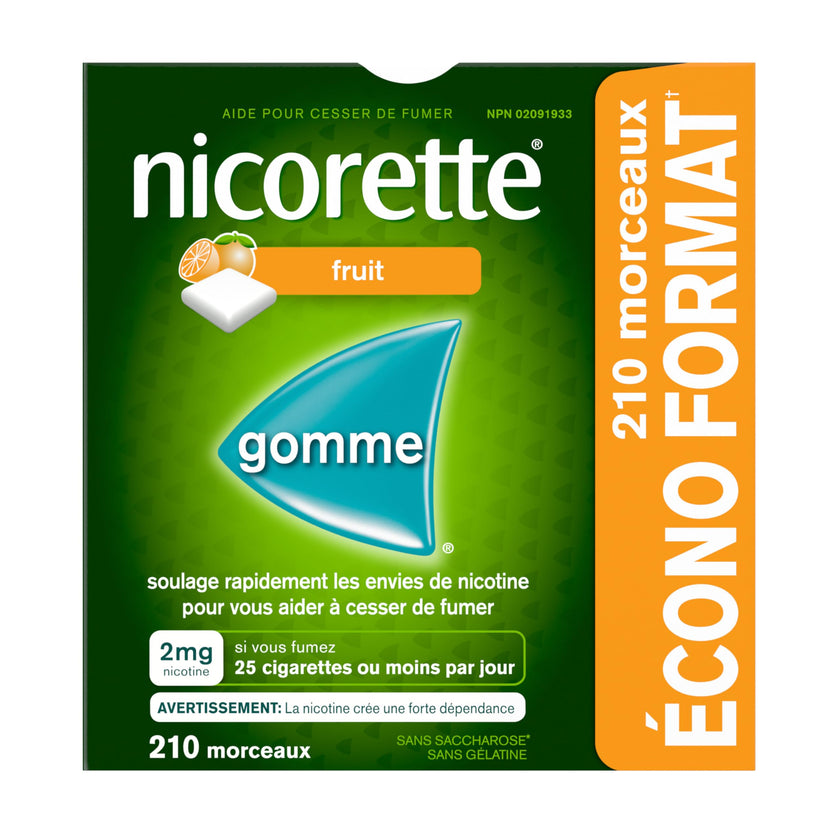 Nicorette 2mg Nicotine Gum, Fruit – Quit Smoking Aid with Fast Craving & Withdrawal Relief, Nicotine Replacement Therapy (NRT), 210 Pieces (Value Size) 🍁 All In One Marketplace Canada