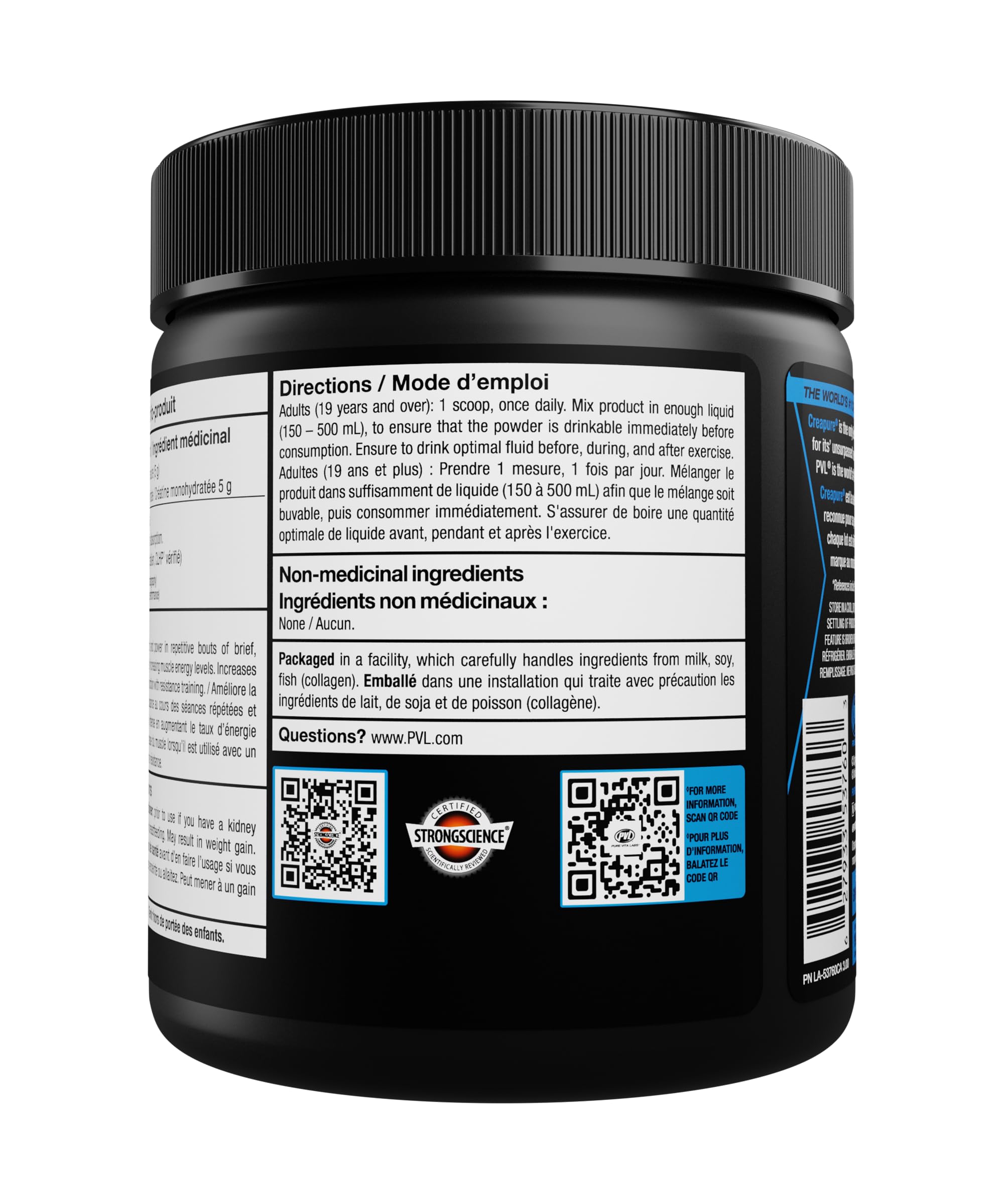 PVL Creapure Creatine Powder | 100% German Creatine Monohydrate, Canadian-Owned, Informed-Choice Tested, Unflavoured Supplement powder – 48 Servings - 240 g 🍁 All In One Marketplace Canada