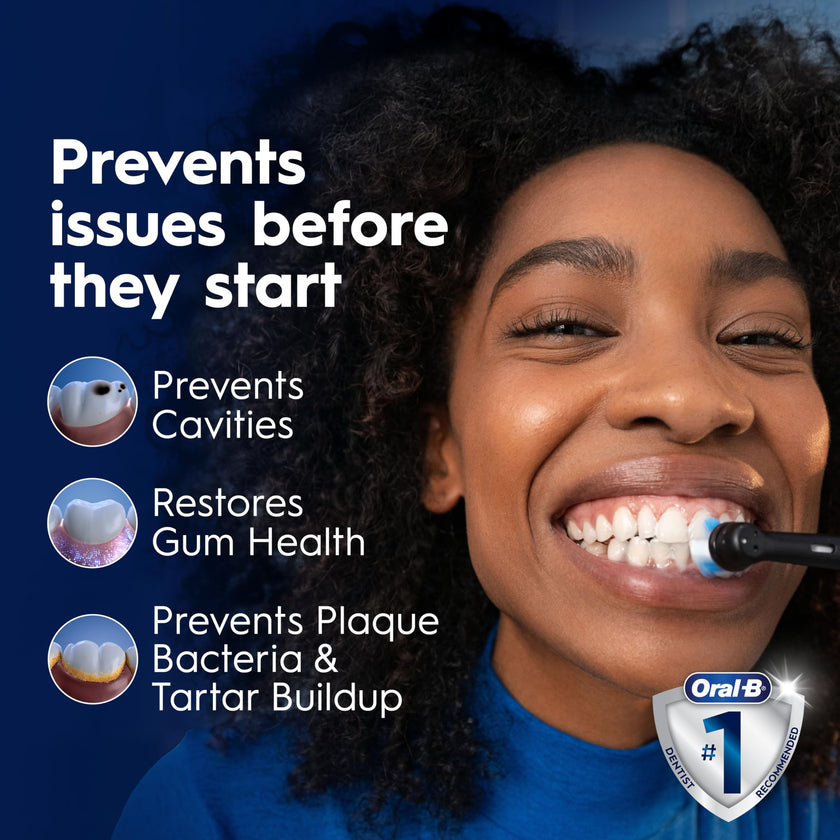 Oral-B iO Deep Clean + Protect Rechargeable Electric Toothbrush, Black with Visible Pressure Sensor, 5 Cleaning Settings, 2 Min Timer, a iO Series 7 Toothbrush, 2 Replacement Brush Heads, and Charging Travel Case 🍁 All In One Marketplace Canada