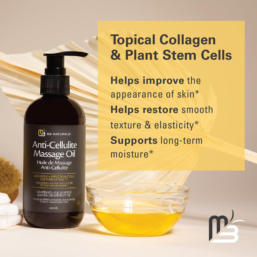 Firming Body Massage Oil with Collagen & Stem Cell – Helps Smooth the Appearance of Cellulite & Improve Skin Texture – Refreshing Aromatherapy Oil for Legs & Full Body – 8 fl oz by M3 🍁 All In One Marketplace Canada