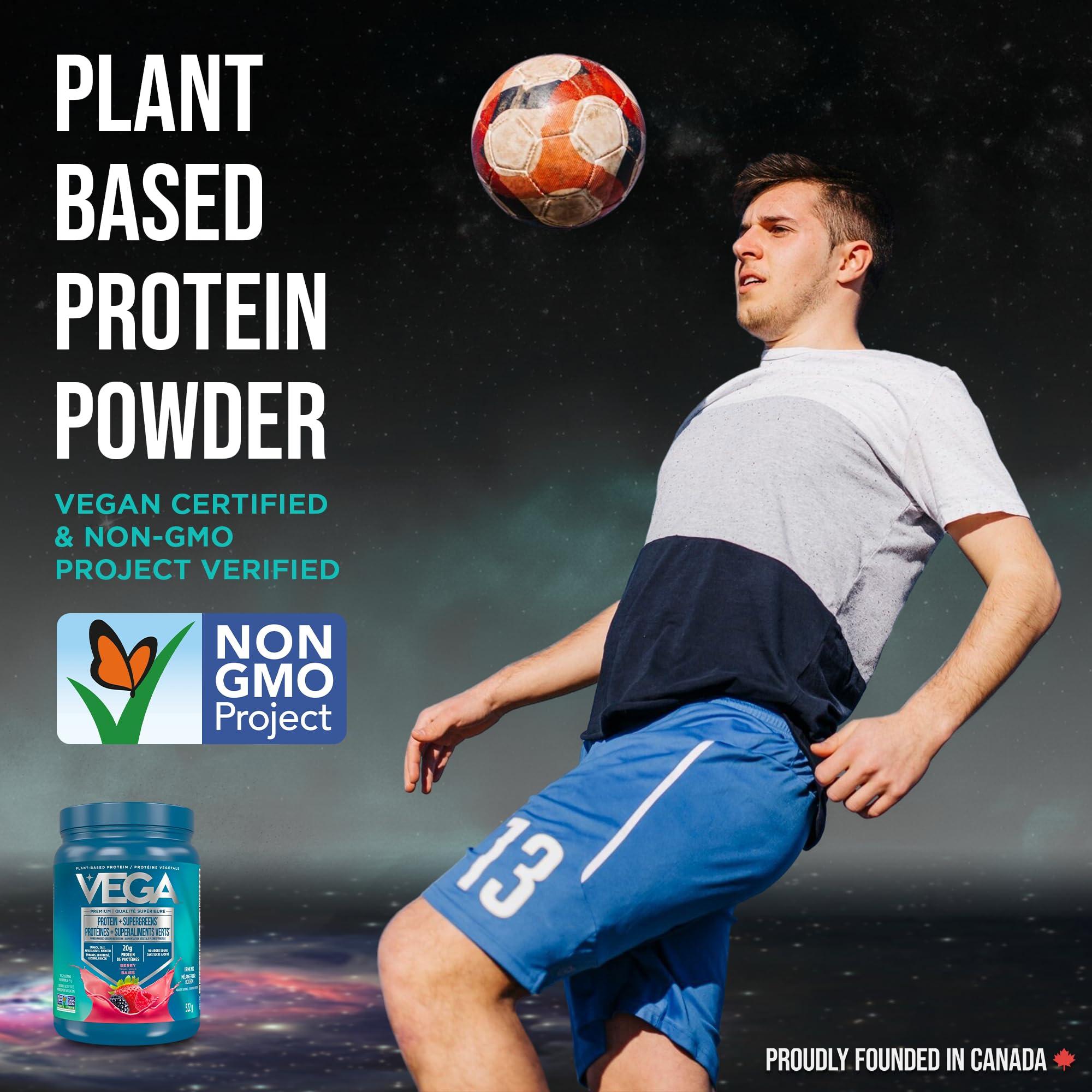 Vega Protein + Supergreens Vegan Plant Based Protein Powder – 20g Organic Pea Protein, Dairy-free, Healthy Breakfast Shake – Berry 18 Servings, 522 grams (Pack of 1) 🍁 All In One Marketplace Canada