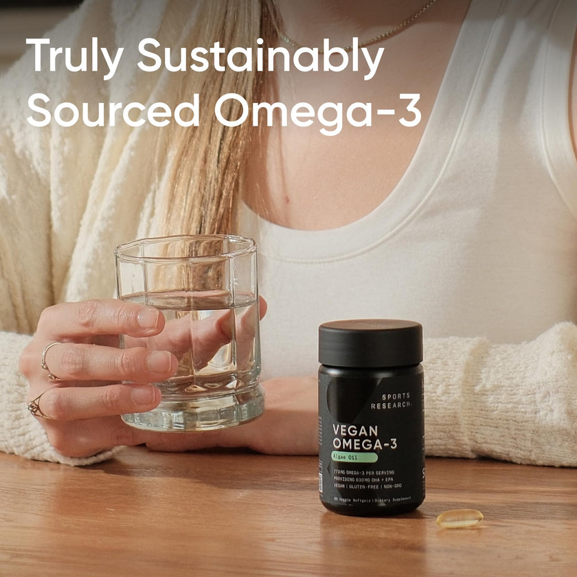 Sports Research Vegan Omega-3 Fish Oil Alternative from Algae Oil - Highest Levels of DHA & EPA Fatty Acids | Non-GMO Verified & Vegan Certified - 60 Veggie Softgels (Carrageenan Free) 🍁 All In One Marketplace Canada