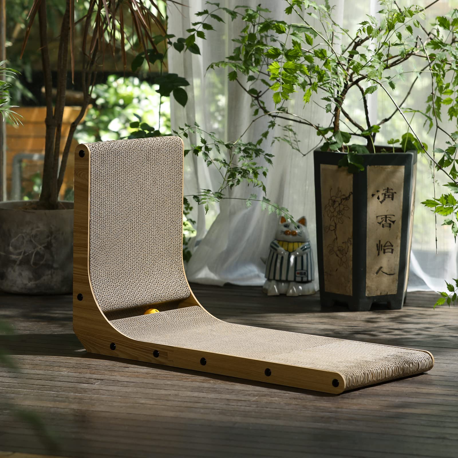FUKUMARU Cat Scratcher, 68 CM L Shape Cat Scratch Pad Wall Mounted, Cat Scratching Cardboard with Ball Toy for Indoor Cats, Large Size 🍁 All In One Marketplace Canada